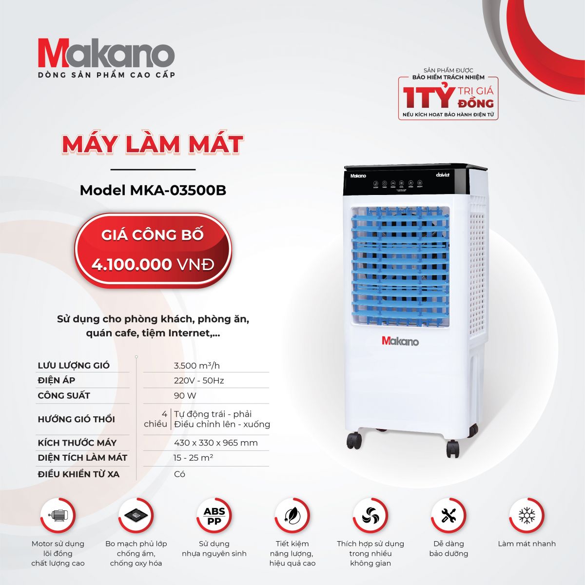 Sử dụng máy làm mát Makano mang đến sự an toàn và bền bỉ
