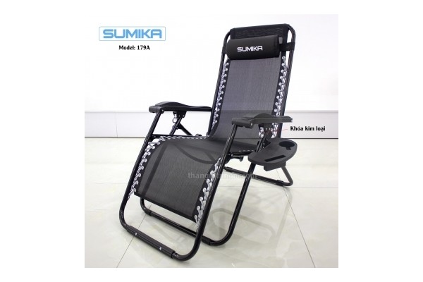 Ghế xếp thư giãn Sumika 179A (Khóa kim loại, khung ghế tròn)