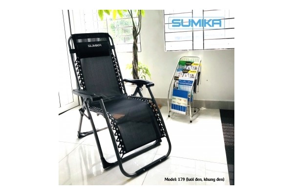 Ghế xếp thư giãn Sumika 179 (Lưới đen, khung đen)